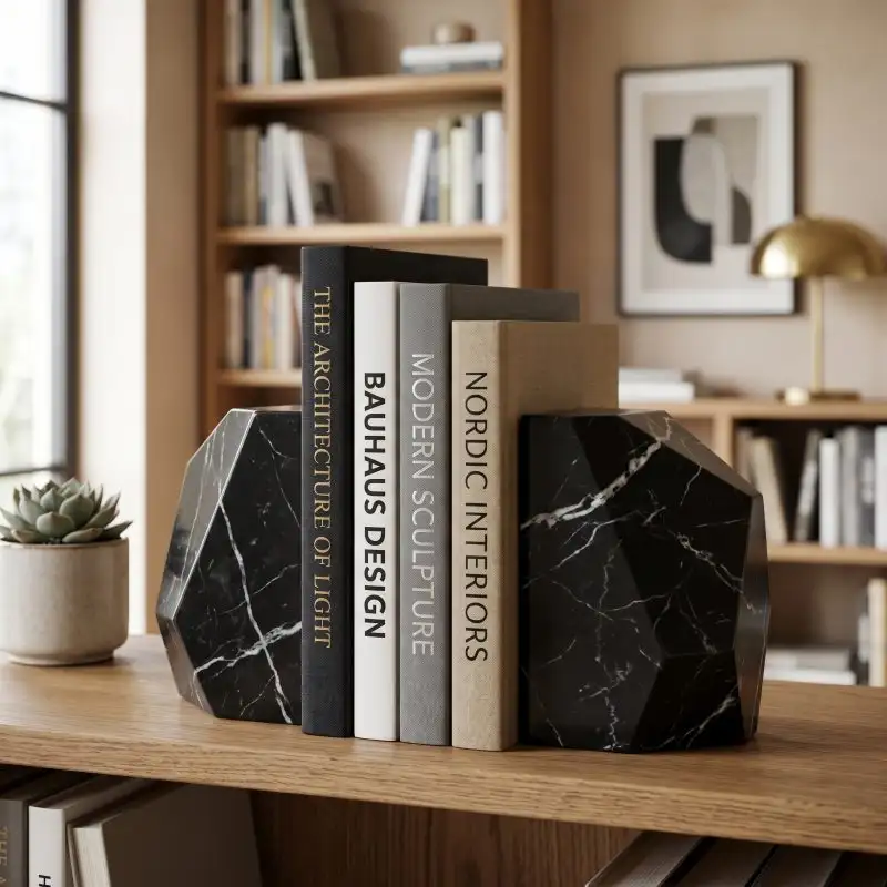 Geometric Marble Sculptural Bookends