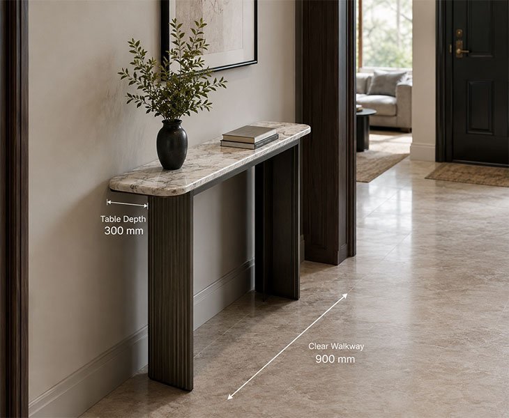 Console-Table-Depth-and-Walkway-Planning