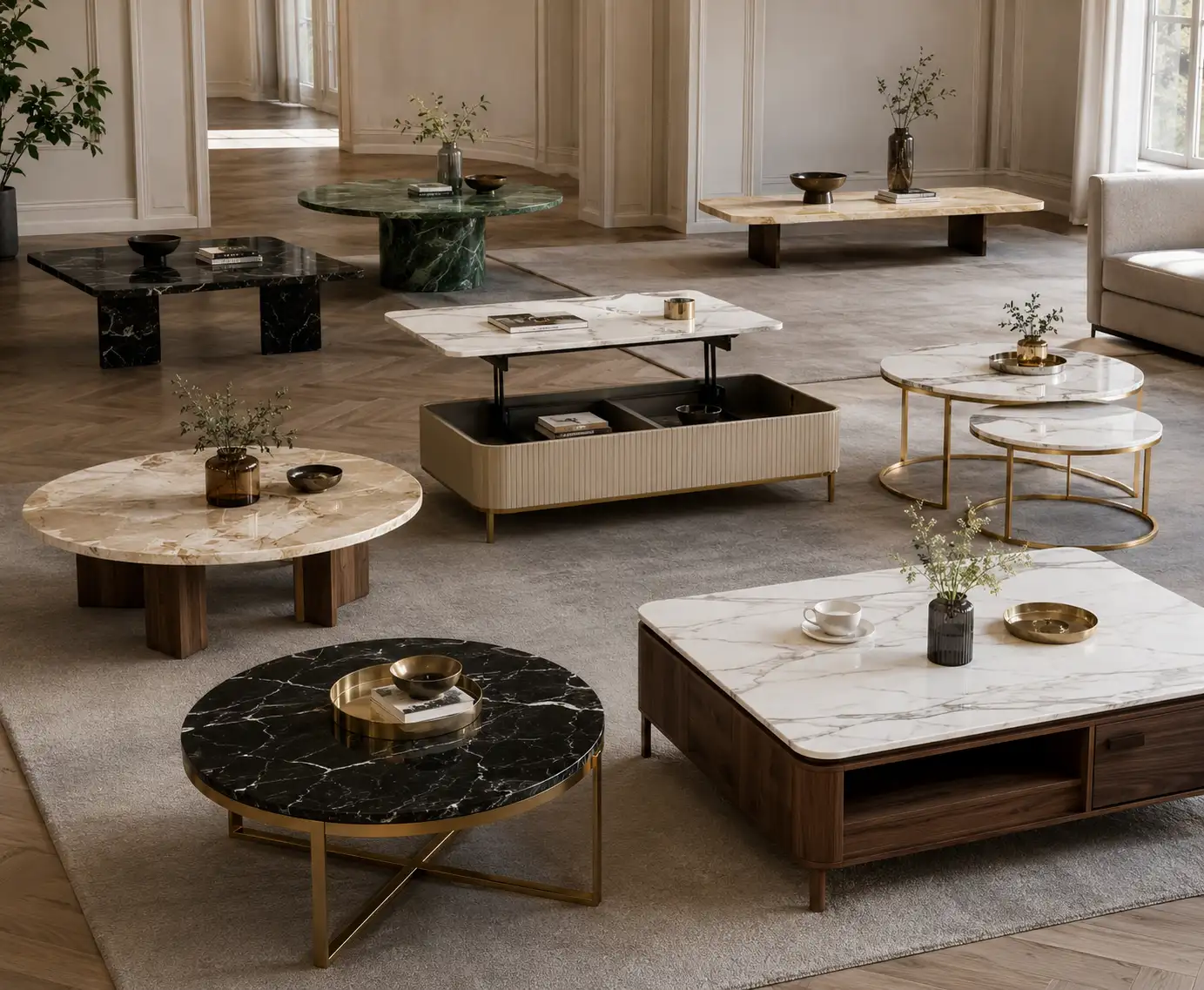 Fully custom-made marble coffee table