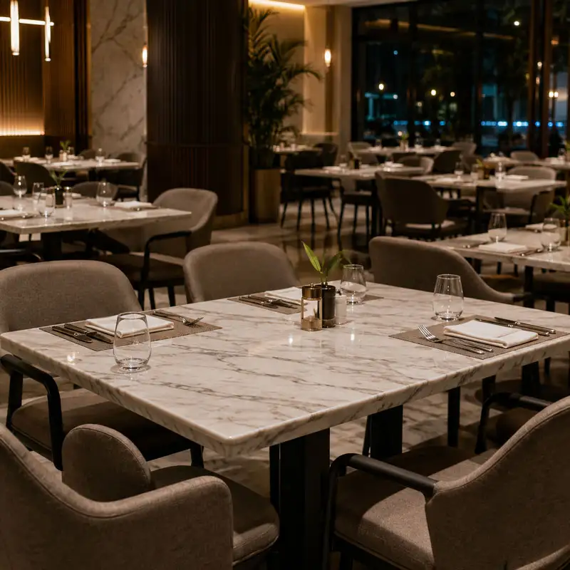 Hotel-Restaurant-marble-dining-table-aplication