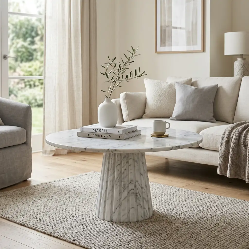 Round Marble Pedestal Coffee Table