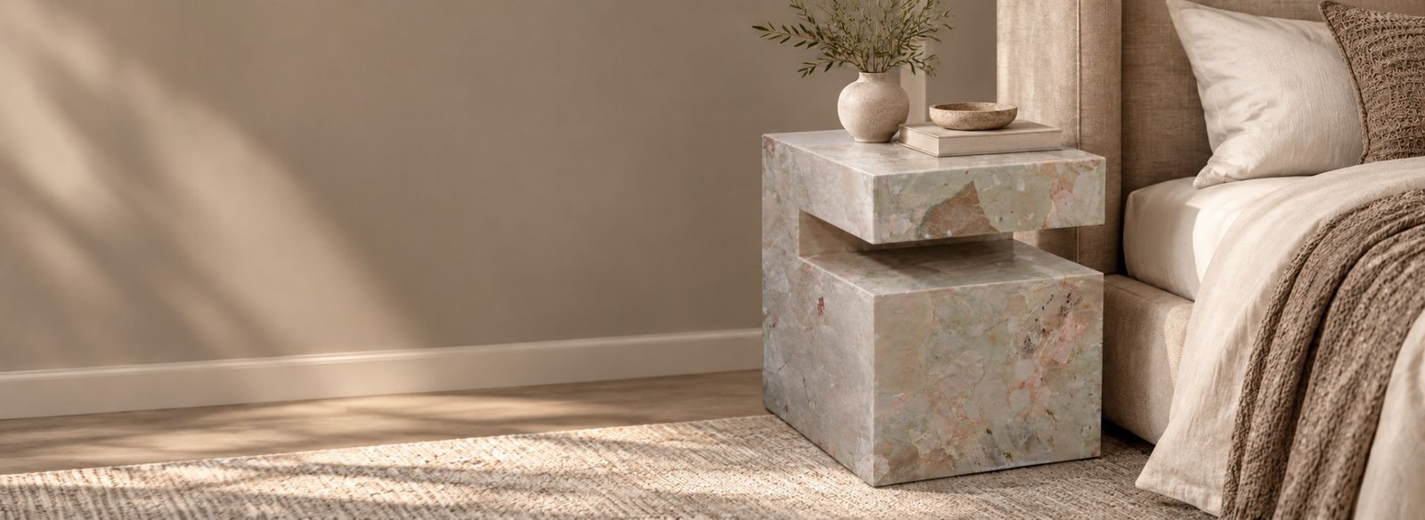 Custom Marble Nighstand & Bedside Table